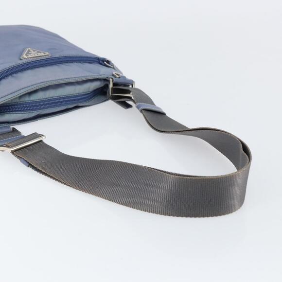 PRADA Shoulder Bag Nylon Light Blue Silver Auth ar13778